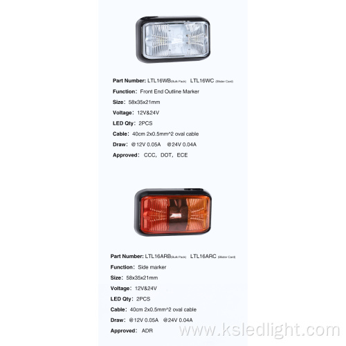 Truck trailer warning reflector side marker light